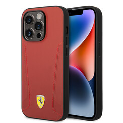 Ferrari iPhone 14 Pro Backcover hoesje Stamp Sides - Rood