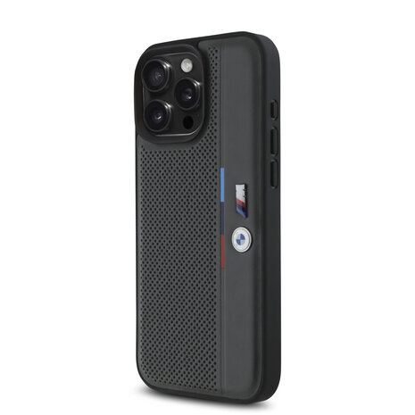 BMW BMW iPhone 16 Pro Back cover coque Perforated Tricolor Detail Line - Gris BMW BMW iPhone 16 Pro Back cover coque Perforated Tricolor Detail Line - Gris