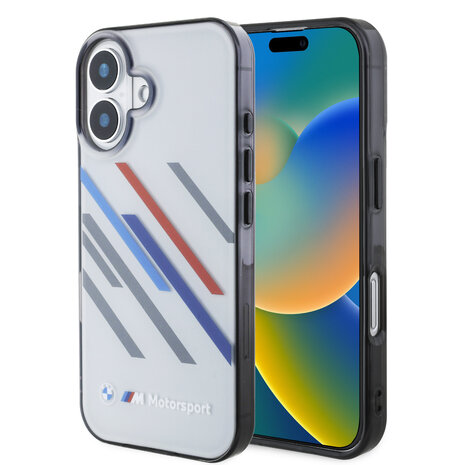 BMW BMW iPhone 16 Backcover hoesje Random Stripes - Grijs BMW BMW iPhone 16 Backcover hoesje Random Stripes - Grijs