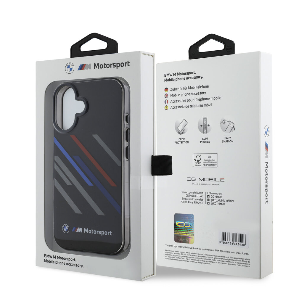BMW BMW iPhone 16 Back cover coque Random Stripes - Noir BMW BMW iPhone 16 Back cover coque Random Stripes - Noir