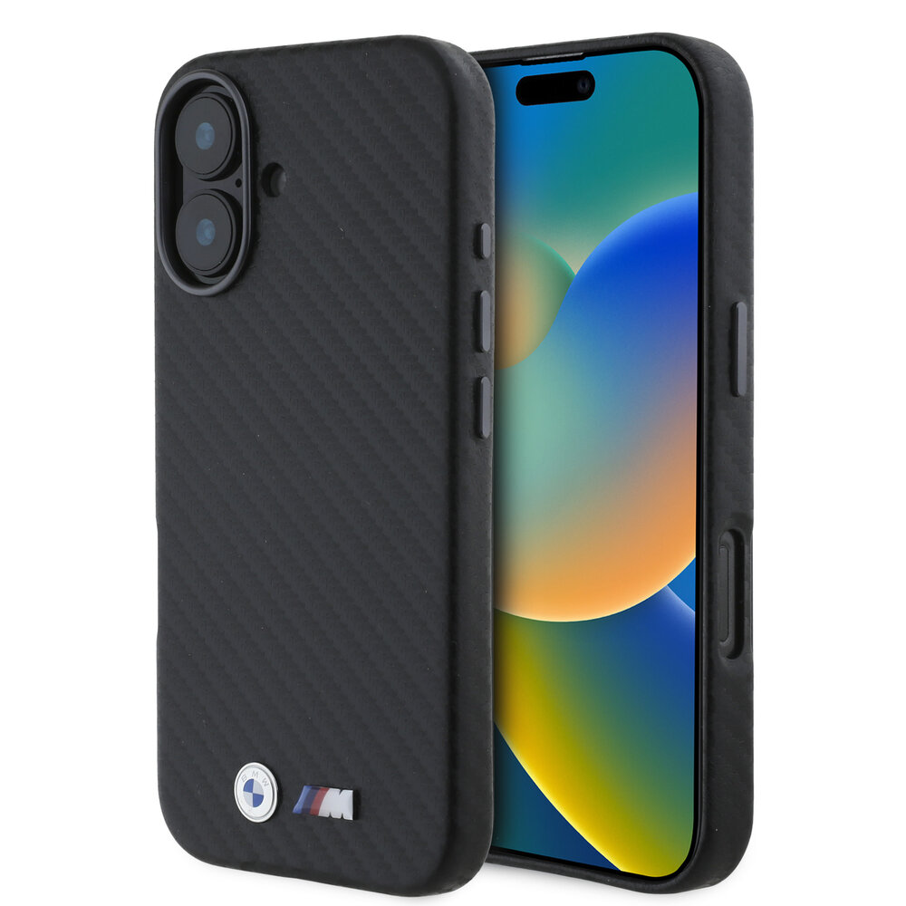 BMW BMW iPhone 16 Back-Cover hul - Carbon Wrapped - Schwarz BMW BMW iPhone 16 Back-Cover hul - Carbon Wrapped - Schwarz