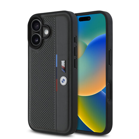 BMW BMW iPhone 16 Back-Cover hul - Tricolor Detail Line - Grau BMW BMW iPhone 16 Back-Cover hul - Tricolor Detail Line - Grau