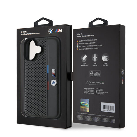BMW BMW iPhone 16 Back-Cover hul - Tricolor Detail Line - Grau BMW BMW iPhone 16 Back-Cover hul - Tricolor Detail Line - Grau