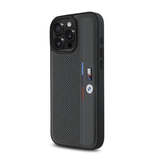 BMW BMW iPhone 16 Pro Max Back-Cover hul - Perforated Tricolor Detail Line - Grau
