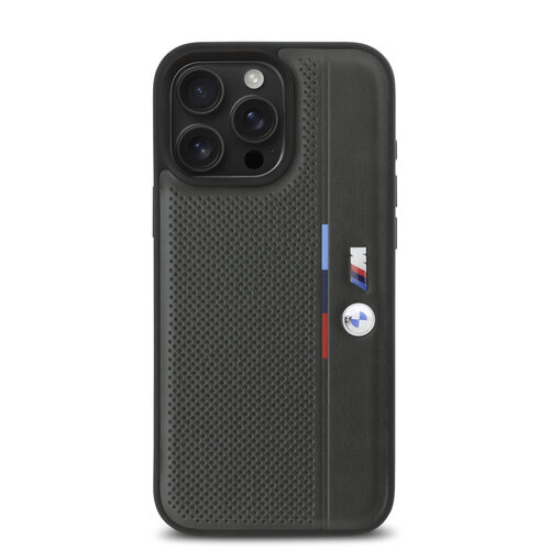 BMW BMW iPhone 16 Pro Max Back-Cover hul - Perforated Tricolor Detail Line - Grau