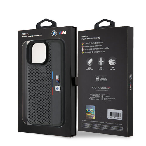 BMW BMW iPhone 16 Pro Max Back cover case - Perforated Tricolor Detail Line - Grey