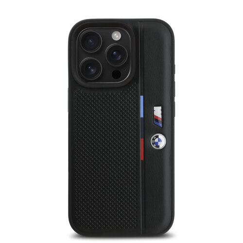BMW BMW iPhone 16 Pro Max Back cover case - Perforated Tricolor Detail Line - Black