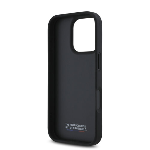 BMW BMW iPhone 16 Pro Max Back-Cover hul - Perforated Tricolor Detail Line - Schwarz