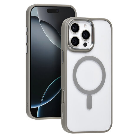 TUNIQ TUNIQ iPhone 16 Pro Max Back cover case - Magsafe - Silicone - Grey TUNIQ TUNIQ iPhone 16 Pro Max Back cover case - Magsafe - Silicone - Grey