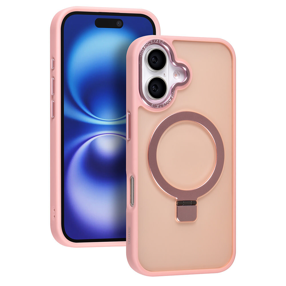 TUNIQ TUNIQ iPhone 16 Back cover coque - Magsafe - Ringstand - Rose TUNIQ TUNIQ iPhone 16 Back cover coque - Magsafe - Ringstand - Rose
