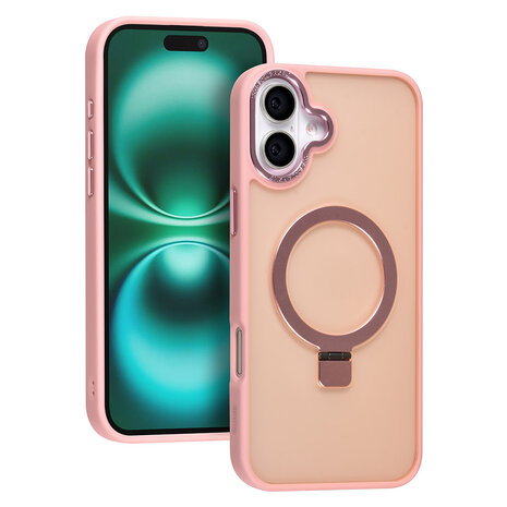 TUNIQ TUNIQ iPhone 16 Plus Back-Cover hul - Magsafe - Ringstand - Rosa TUNIQ TUNIQ iPhone 16 Plus Back-Cover hul - Magsafe - Ringstand - Rosa