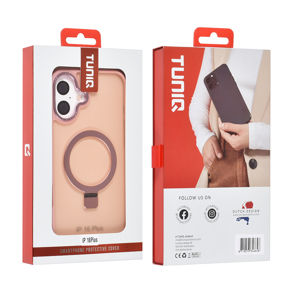 TUNIQ TUNIQ iPhone 16 Plus Backcover hoesje - Magsafe - Ringstand - Roze, foto 4 van 4
