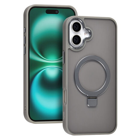 TUNIQ TUNIQ iPhone 16 Plus Back cover coque - Magsafe - Ringstand - Gris TUNIQ TUNIQ iPhone 16 Plus Back cover coque - Magsafe - Ringstand - Gris