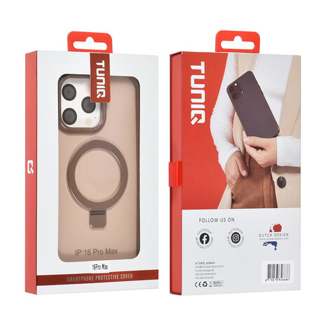 TUNIQ TUNIQ iPhone 16 Pro Max Back cover coque - Magsafe - Ringstand - Or TUNIQ TUNIQ iPhone 16 Pro Max Back cover coque - Magsafe - Ringstand - Or