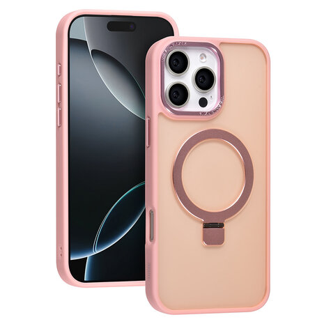 TUNIQ TUNIQ iPhone 16 Pro Max Back cover case - Magsafe - Ringstand - Pink TUNIQ TUNIQ iPhone 16 Pro Max Back cover case - Magsafe - Ringstand - Pink