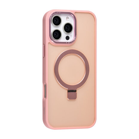 TUNIQ TUNIQ iPhone 16 Pro Max Back cover case - Magsafe - Ringstand - Pink TUNIQ TUNIQ iPhone 16 Pro Max Back cover case - Magsafe - Ringstand - Pink