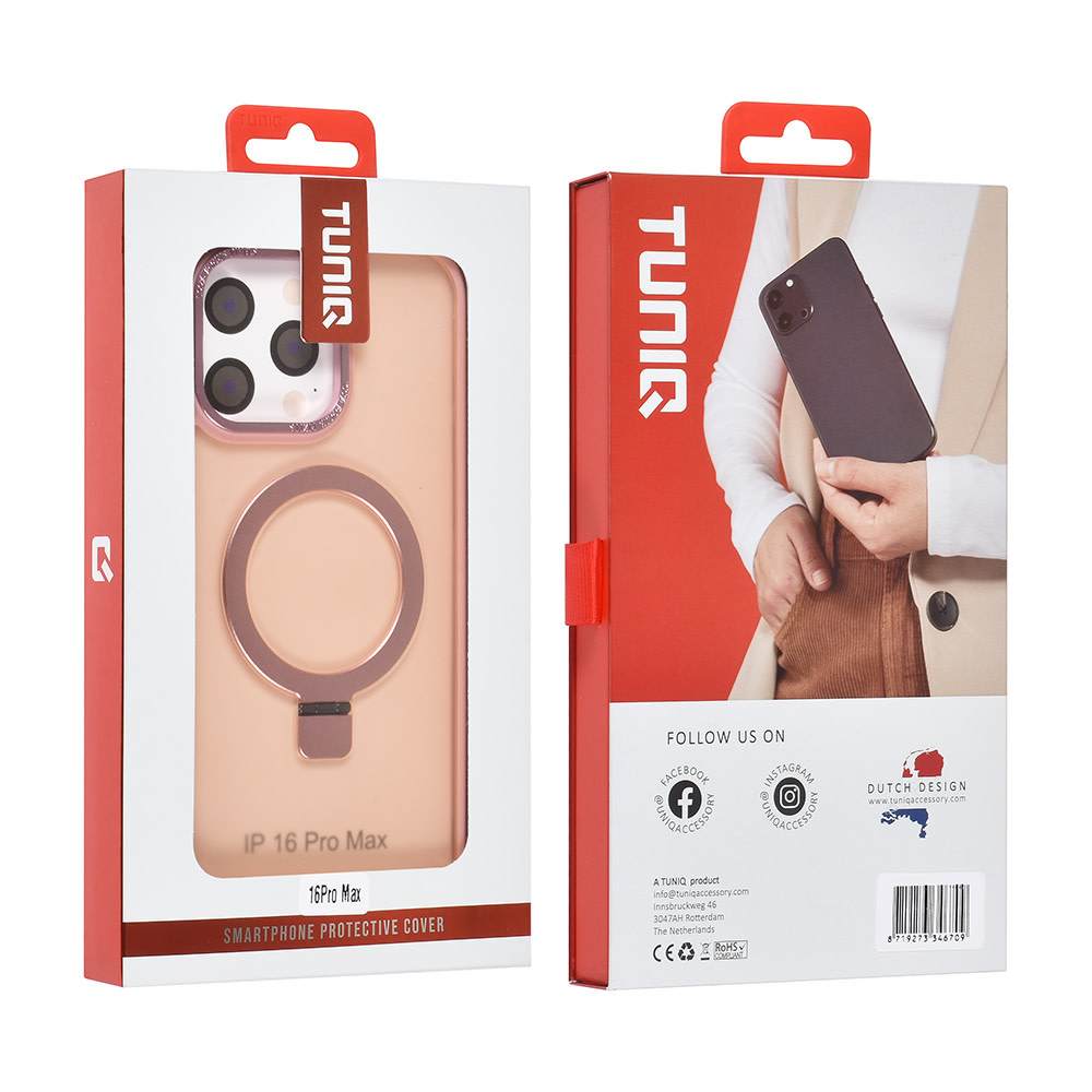 TUNIQ TUNIQ iPhone 16 Pro Max Backcover hoesje - Magsafe - Ringstand - Roze, foto 4 van 4