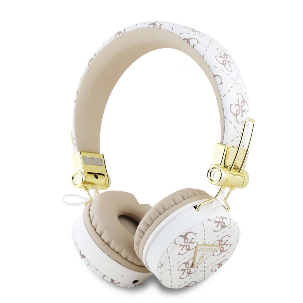 Guess Guess Bluetooth Headphones - 4G Triangle - Round Shape - Blanc Guess Guess Bluetooth Headphones - 4G Triangle - Round Shape - Blanc