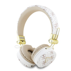 Guess Bluetooth Headphones - 4G Triangle - Round Shape - White