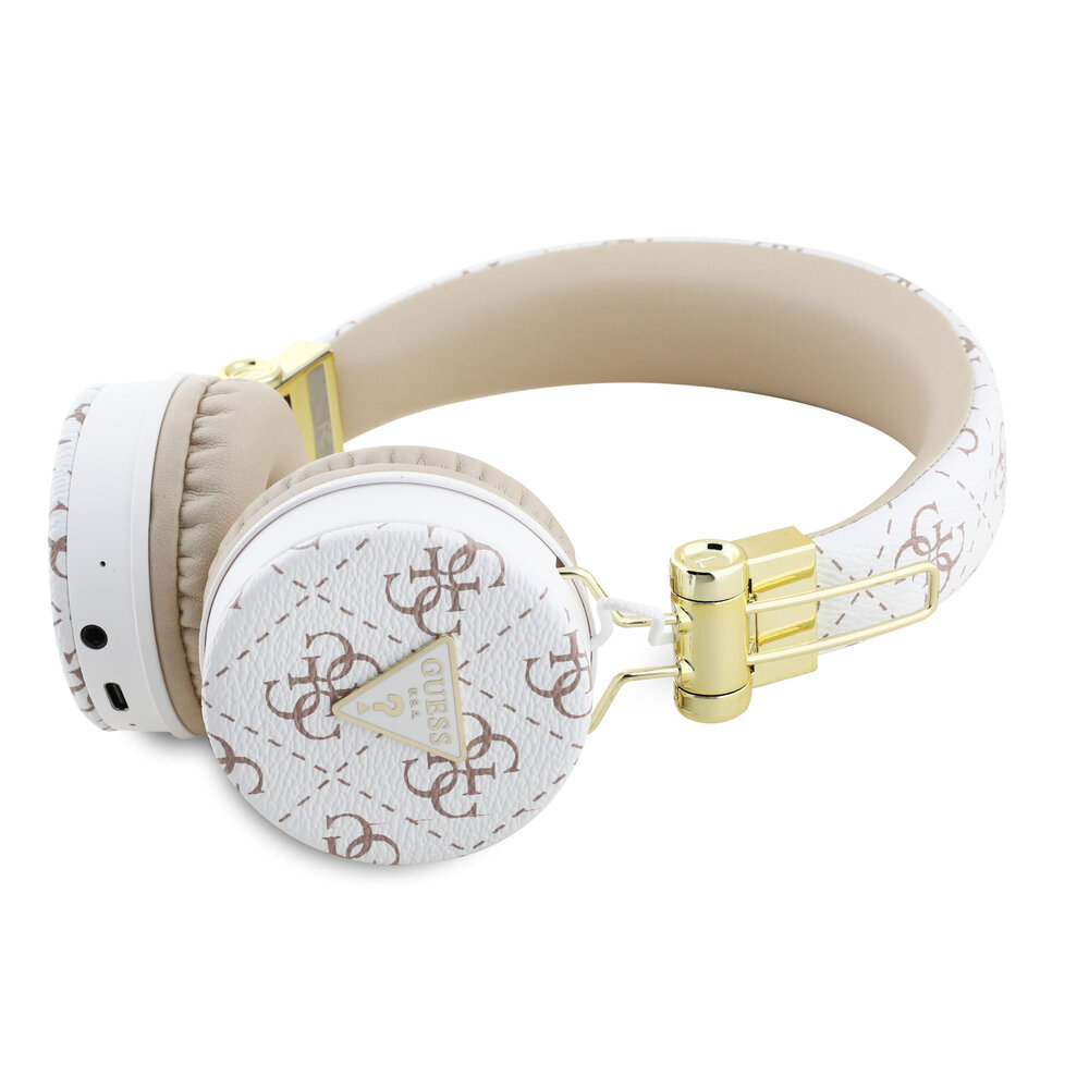 Guess Guess Bluetooth Headphones - 4G Triangle - Round Shape - Blanc Guess Guess Bluetooth Headphones - 4G Triangle - Round Shape - Blanc