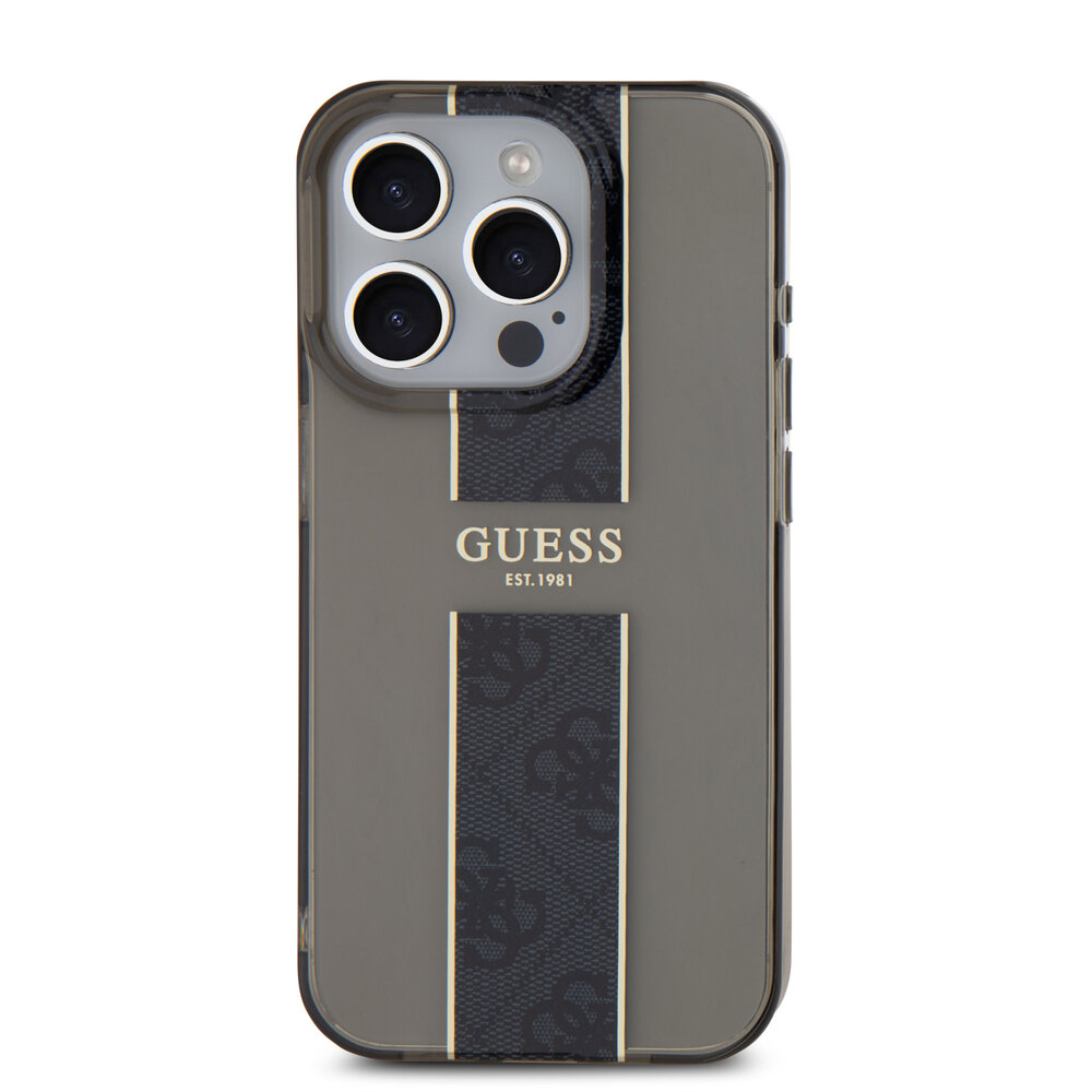Guess Guess iPhone 15 Pro Back cover case - IML 4G Stripe - Black Guess Guess iPhone 15 Pro Back cover case - IML 4G Stripe - Black