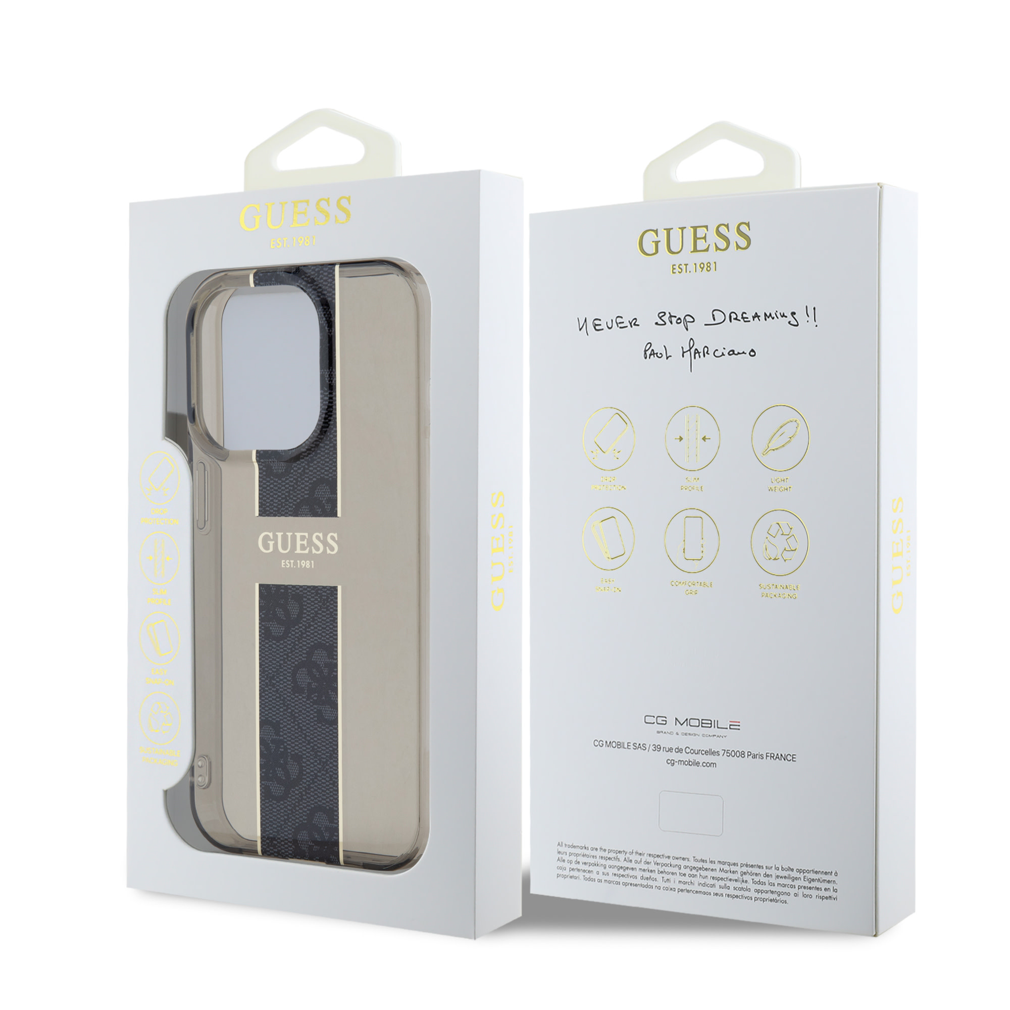 Guess Guess iPhone 15 Pro Backcover hoesje IML 4G Stripe - Zwart, foto 6 van 6