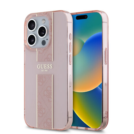 Guess Guess iPhone 15 Pro Back cover coque IML 4G Stripe - Rose Guess Guess iPhone 15 Pro Back cover coque IML 4G Stripe - Rose