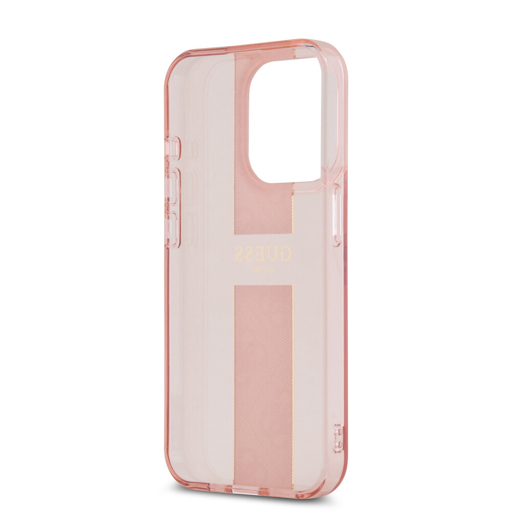 Guess Guess iPhone 15 Pro Back-Cover hul - IML 4G Stripe - Rosa Guess Guess iPhone 15 Pro Back-Cover hul - IML 4G Stripe - Rosa