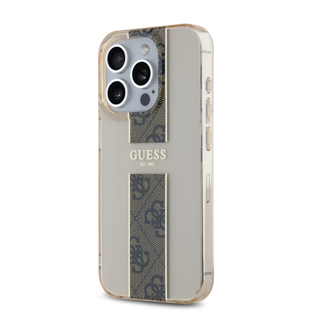 Guess Guess iPhone 15 Pro Back cover coque IML 4G Stripe - Marron Guess Guess iPhone 15 Pro Back cover coque IML 4G Stripe - Marron
