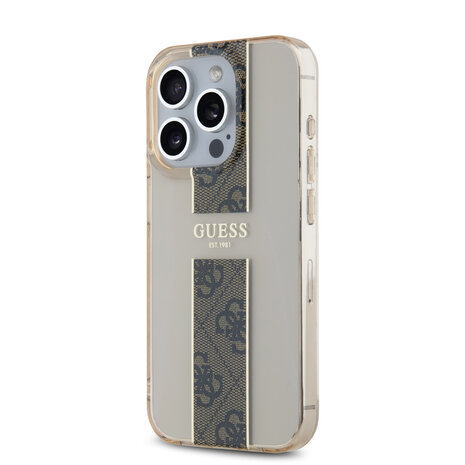 Guess Guess iPhone 15 Pro Back cover coque IML 4G Stripe - Marron Guess Guess iPhone 15 Pro Back cover coque IML 4G Stripe - Marron
