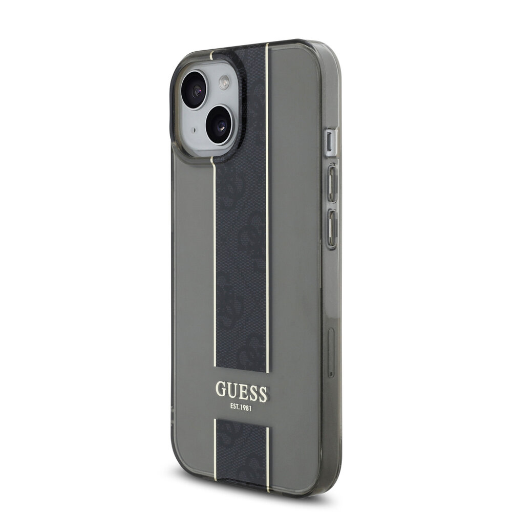 Guess Guess iPhone 15 Back cover case - IML 4G Stripe - Black Guess Guess iPhone 15 Back cover case - IML 4G Stripe - Black