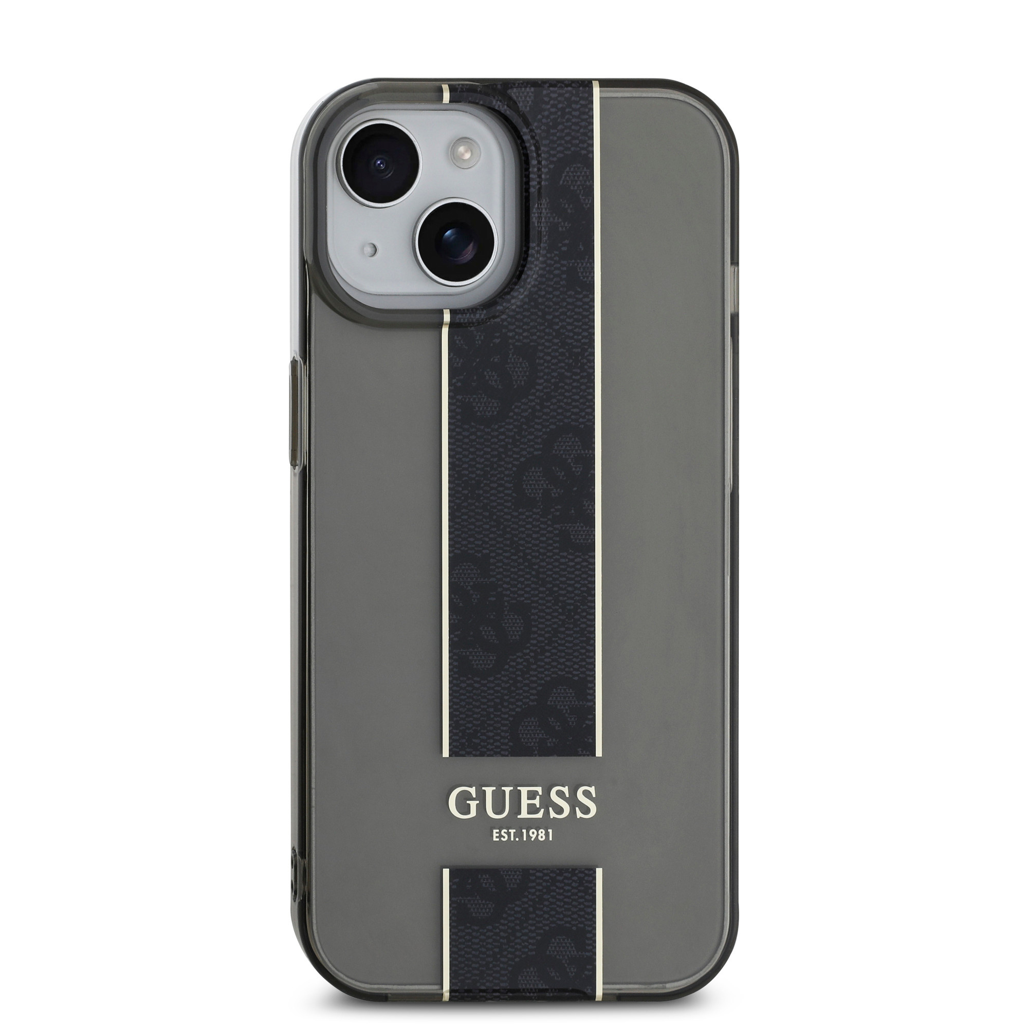 Guess Guess iPhone 15 Backcover hoesje IML 4G Stripe - Zwart, foto 3 van 6