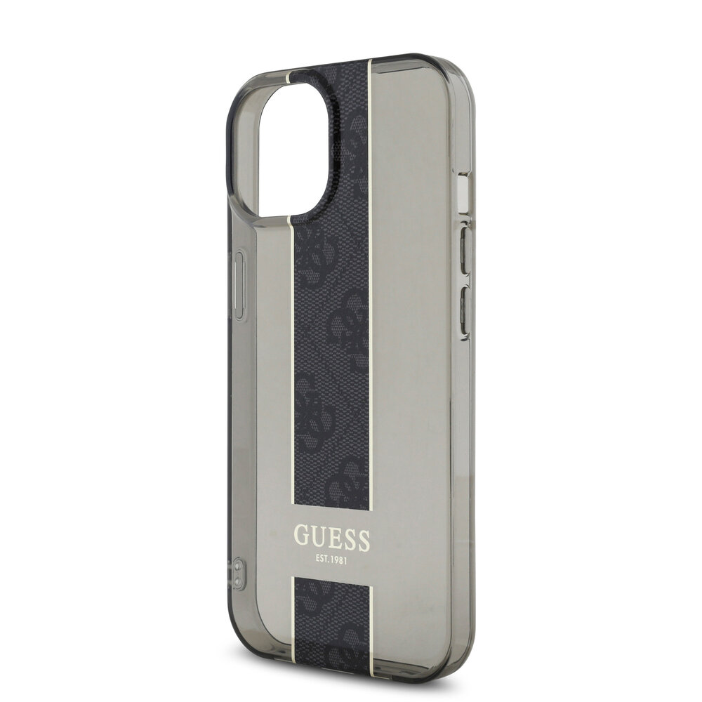 Guess Guess iPhone 15 Back cover case - IML 4G Stripe - Black Guess Guess iPhone 15 Back cover case - IML 4G Stripe - Black