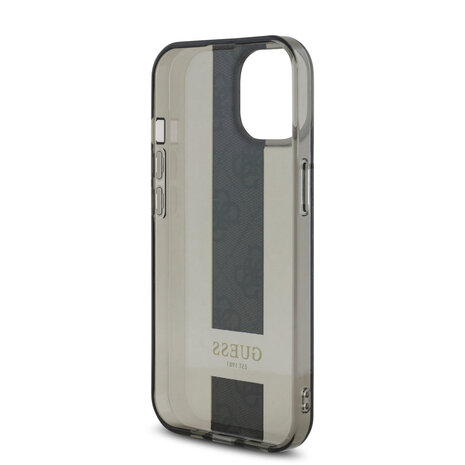 Guess Guess iPhone 15 Backcover hoesje IML 4G Stripe - Zwart Guess Guess iPhone 15 Backcover hoesje IML 4G Stripe - Zwart