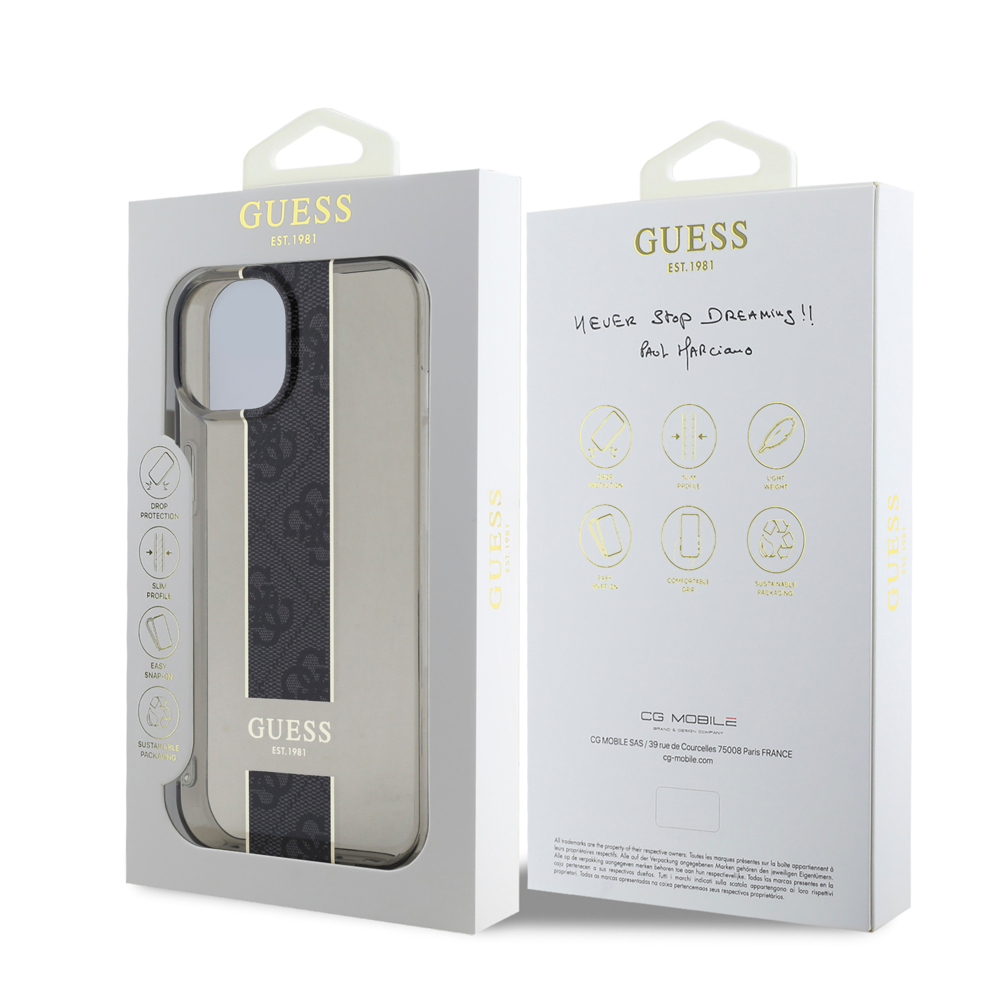 Guess Guess iPhone 15 Backcover hoesje IML 4G Stripe - Zwart, foto 6 van 6