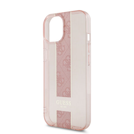 Guess Guess iPhone 15 Back-Cover hul - IML 4G Stripe - Rosa Guess Guess iPhone 15 Back-Cover hul - IML 4G Stripe - Rosa