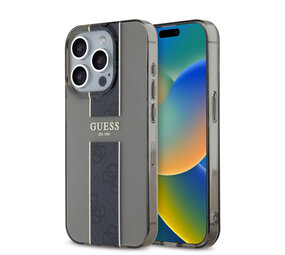 Guess Guess iPhone 15 Pro Max Backcover hoesje IML 4G Stripe - Zwart Guess Guess iPhone 15 Pro Max Backcover hoesje IML 4G Stripe - Zwart