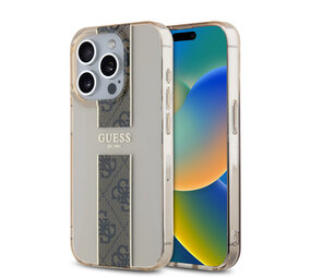 Guess Guess iPhone 15 Pro Max Backcover hoesje IML 4G Stripe - Bruin Guess Guess iPhone 15 Pro Max Backcover hoesje IML 4G Stripe - Bruin