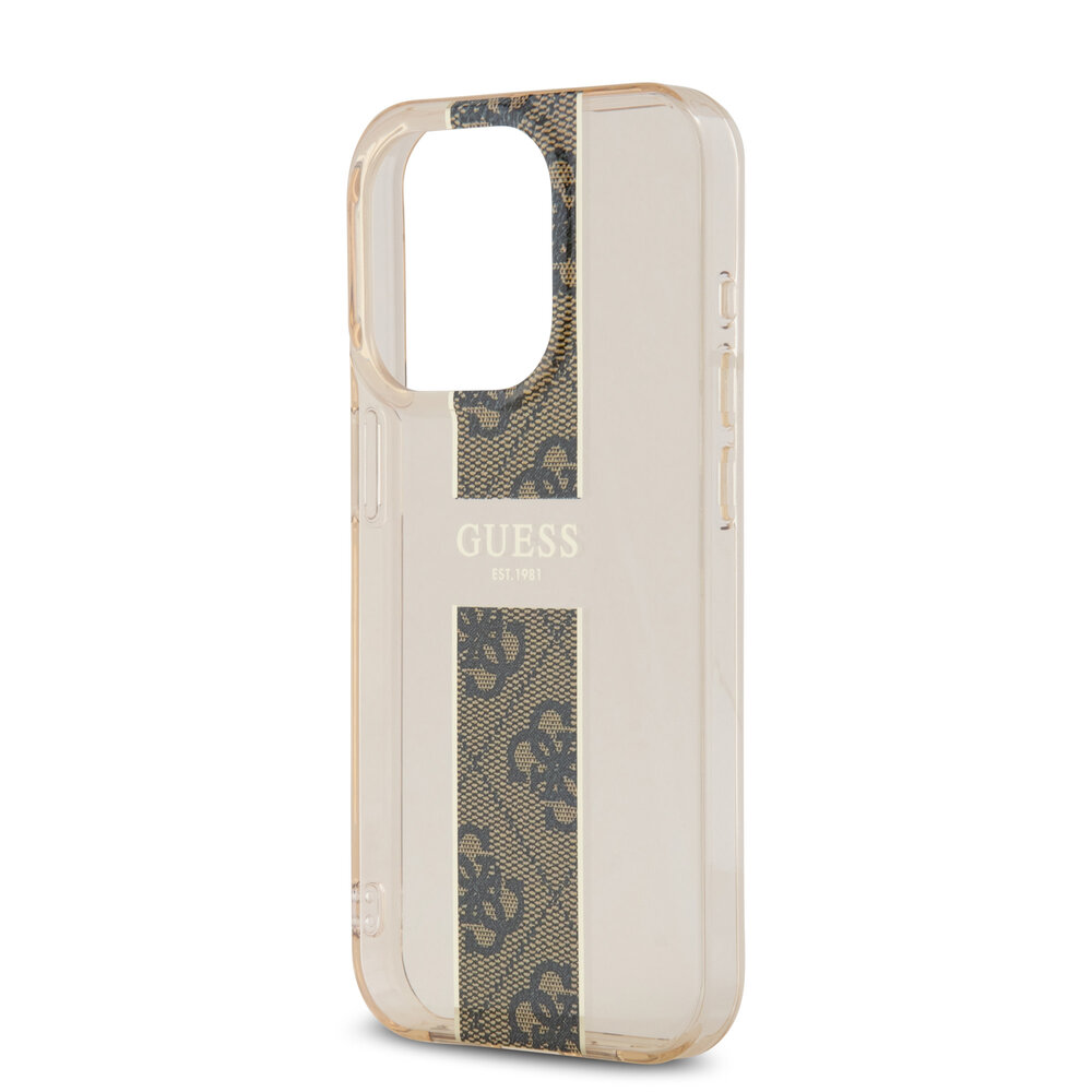 Guess Guess iPhone 15 Pro Max Back-Cover hul - IML 4G Stripe - Braun Guess Guess iPhone 15 Pro Max Back-Cover hul - IML 4G Stripe - Braun