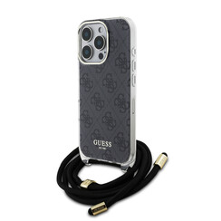 Guess iPhone 16 Pro Back-Cover hul - Crossbody cord 4G - Schwarz