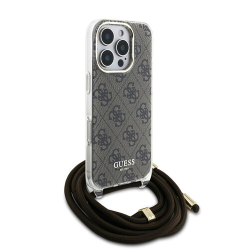 Guess Guess iPhone 16 Pro Back cover coque Crossbody cord 4G - Marron