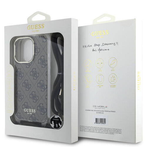 Guess Guess iPhone 16 Pro Back cover case - Crossbody cord 4G - Brown