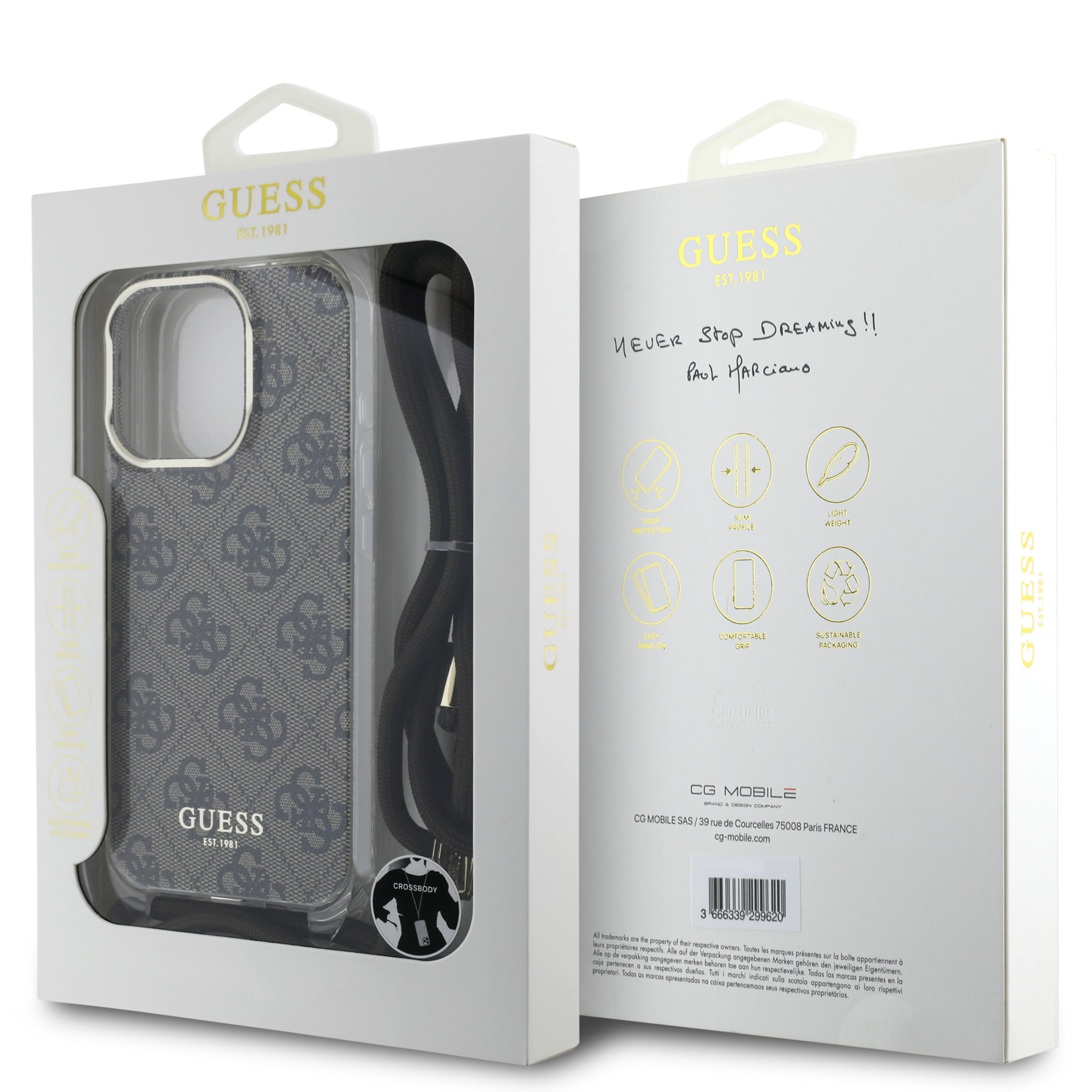 Guess Guess iPhone 16 Pro Backcover hoesje Crossbody cord 4G - Bruin, foto 5 van 5