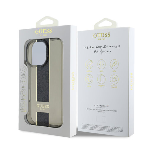 Guess Guess iPhone 16 Pro Back cover case - IML 4G Stripe - Black