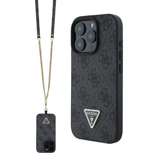 Guess Guess iPhone 16 Pro Back-Cover hul - PU Leather Metal Logo Crossbody - Schwarz