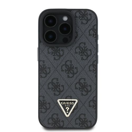 Guess Guess iPhone 16 Pro Back cover case - PU Leather Metal Logo Crossbody - Black