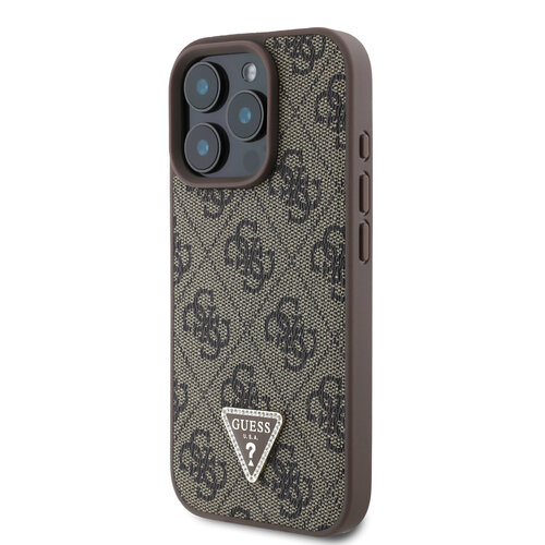 Guess Guess iPhone 16 Pro Back cover case - PU Leather Metal Logo Crossbody - Brown