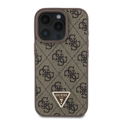 Guess Guess iPhone 16 Pro Back cover case - PU Leather Metal Logo Crossbody - Brown