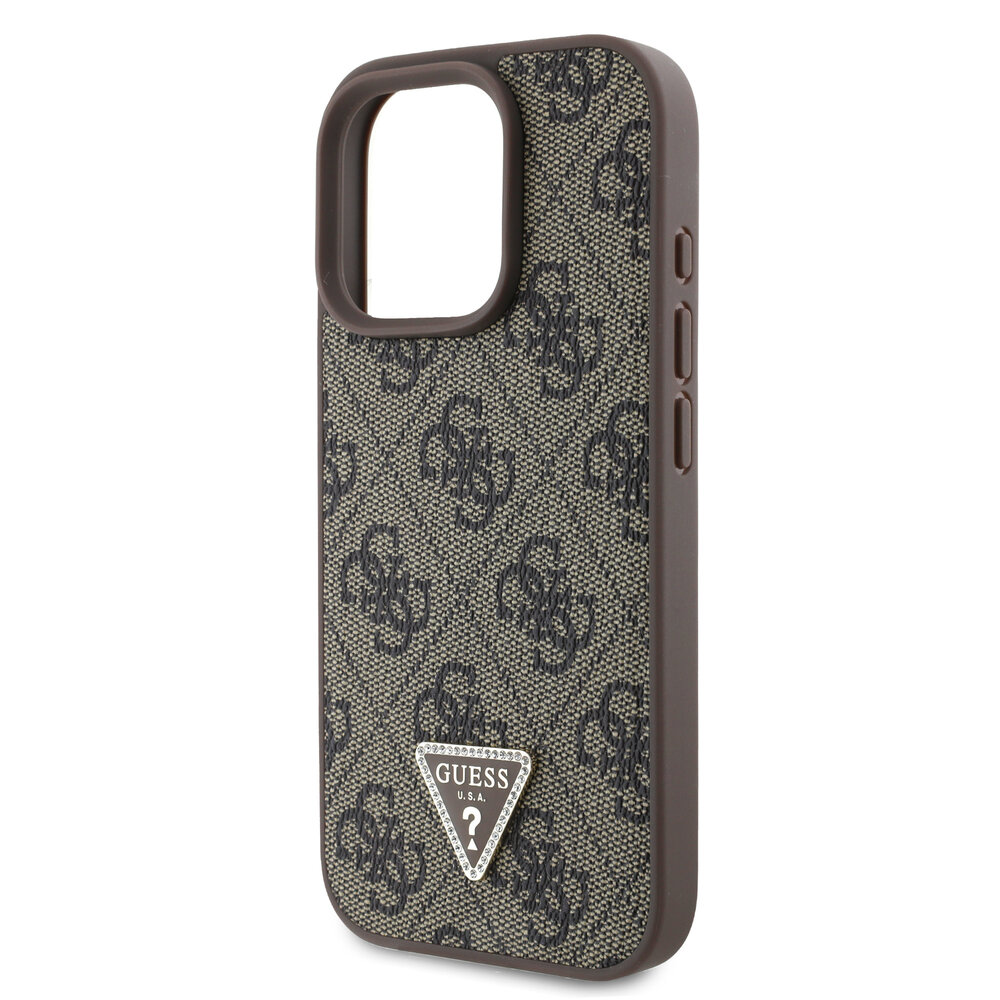 Guess Guess iPhone 16 Pro Backcover hoesje PU Leather Metal Logo Crossbody - Bruin Guess Guess iPhone 16 Pro Backcover hoesje PU Leather Metal Logo Crossbody - Bruin