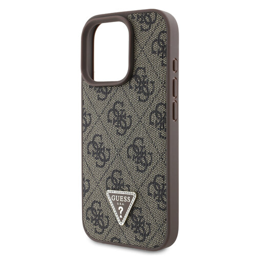 Guess Guess iPhone 16 Pro Back-Cover hul - PU Leather Metal Logo Crossbody - Braun